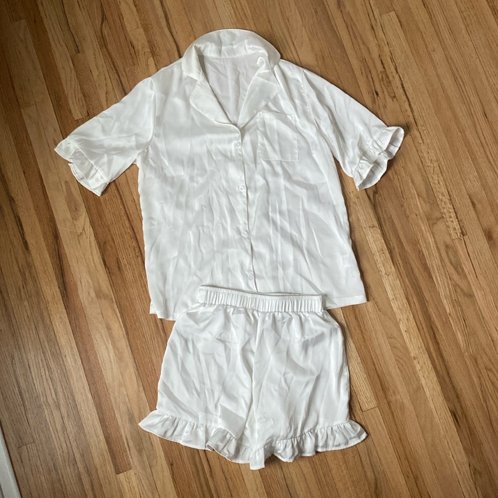 Satin white pajamas